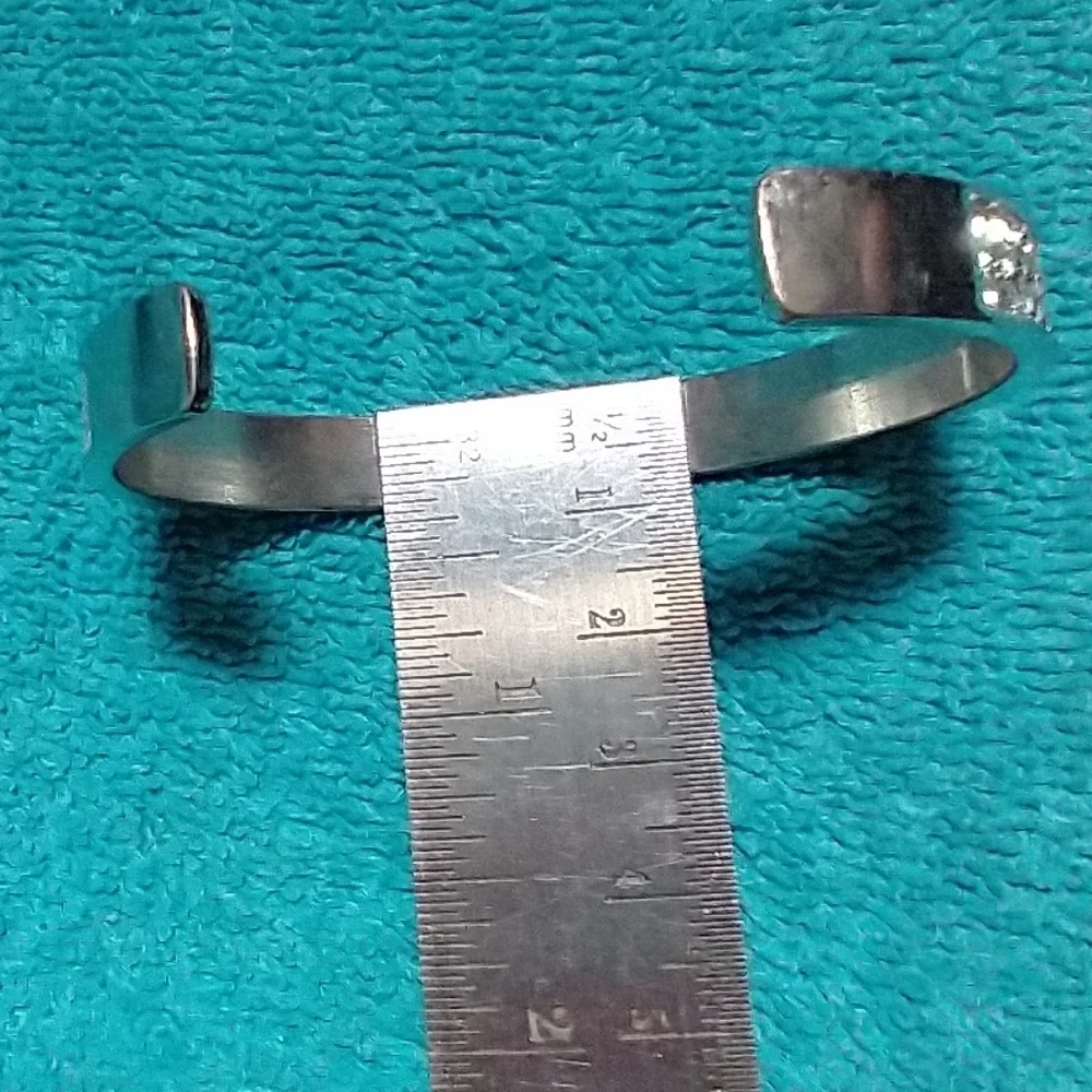 Elegant Silvertone Crystal Cuff Bracelet Vintage